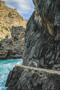 Rock formation on sea shore