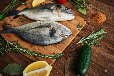 Close-up of fish on table