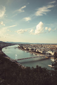 High angle view of bridge over river against sky