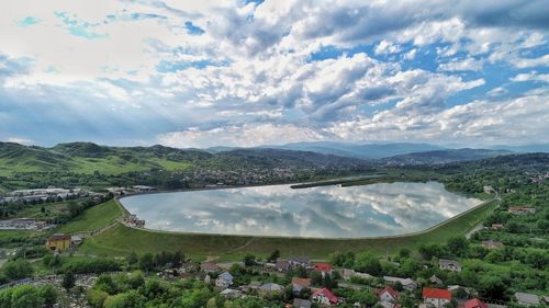 High angle view of landscape against sky