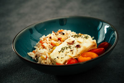 Close-up of food in plate on table