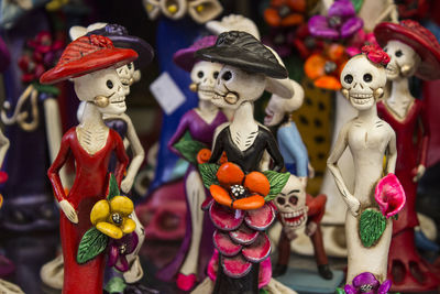 Close-up of figurines for sale during halloween