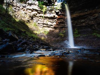 Scenic view of waterfall in forest