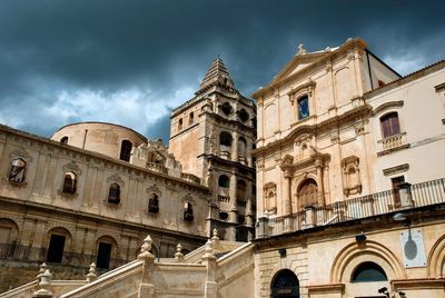 Low angle view of historic church in noto on italian island sicily 