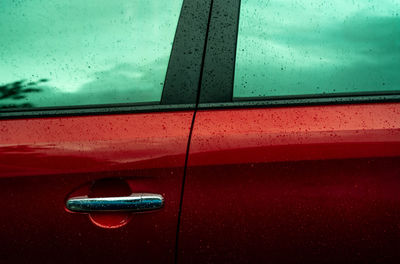 Close-up of wet car window