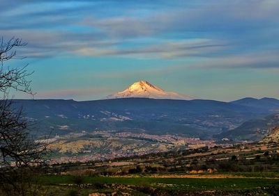 Scenic view of mountains against sky