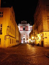 Illuminated historic building in city at night