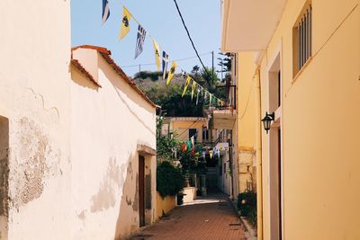 Narrow alley amidst buildings against sky