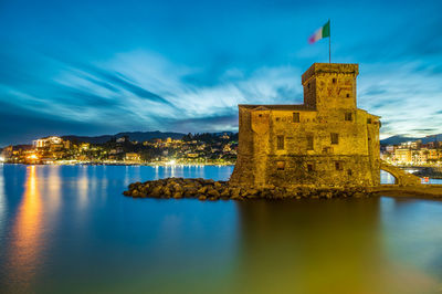 Ancient castle built on the bay of rapallo on the italian riviera