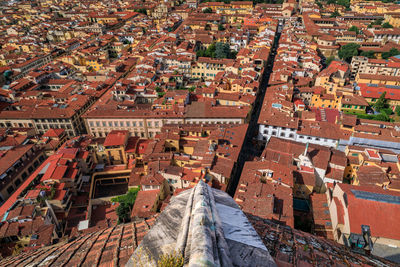 High angle view of buildings in city