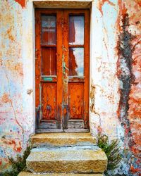 Closed door of old building