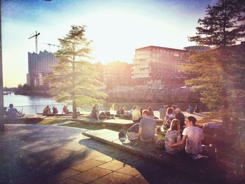 Sun shining through trees