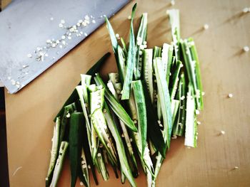 High angle view of vegetables on cutting board