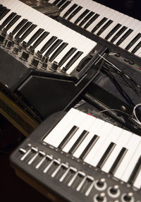 High angle view of piano keys