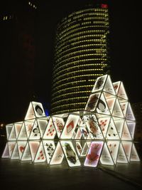 Low angle view of illuminated building