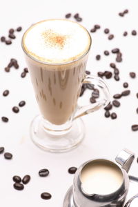 High angle view of coffee on table