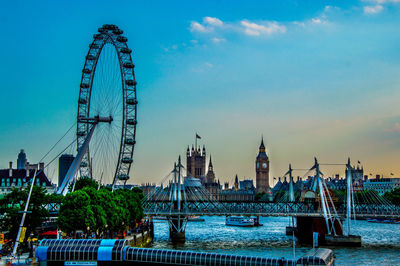 Ferris wheel in city against sky