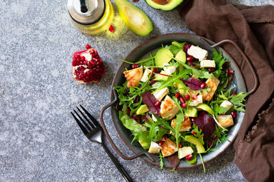 Directly above shot of salad served in plate