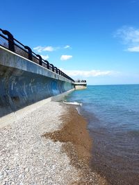 Scenic view of sea against blue sky