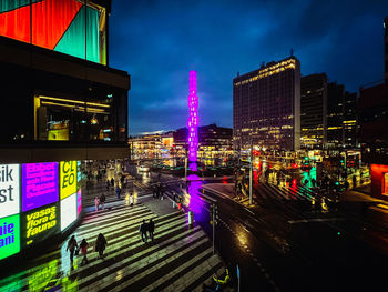 Illuminated city at night