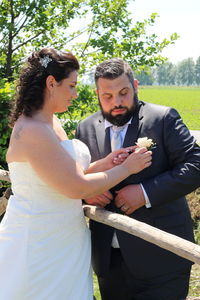 Young couple standing outdoors