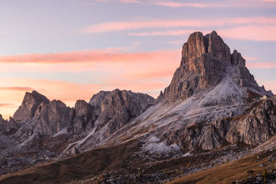 Scenic view of mountains against sky during sunset