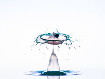 Close-up of water over white background