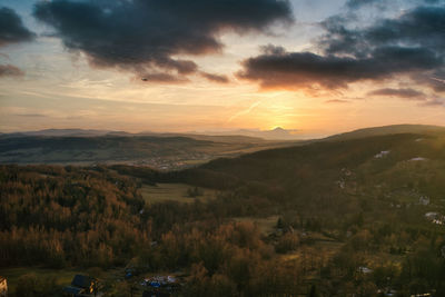 Scenic view of landscape against sky during sunset