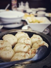 Close-up of food in plate on table