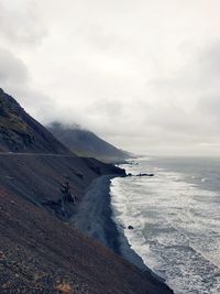 Rocky and mountainous coast of eastern iceland viewed from the ring road.