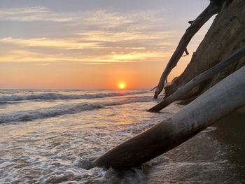 Scenic view of sunset over sea