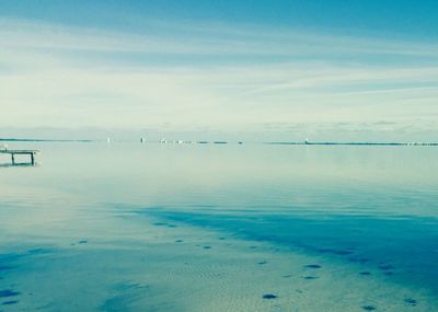 Scenic view of sea against blue sky