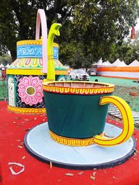 Close-up of multi colored drink on table