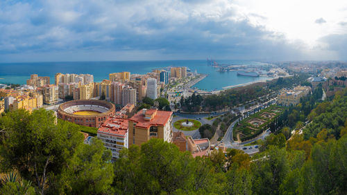 Aerial and panoramic view in the city of málaga in spain.