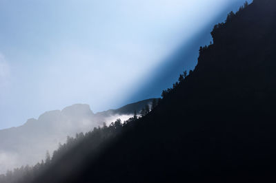 Scenic view of silhouette mountains against sky