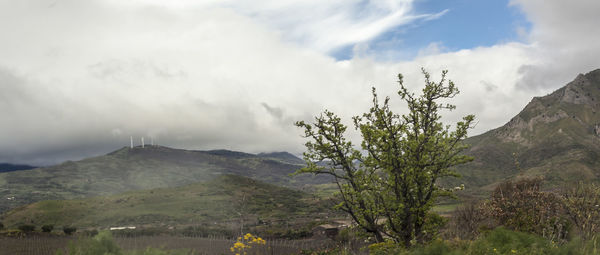 Scenic view of mountains against sky