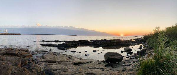 Scenic view of sea against sky during sunset