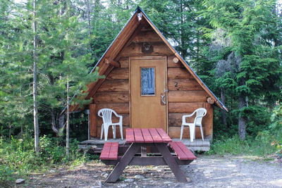 Abandoned built structure in forest