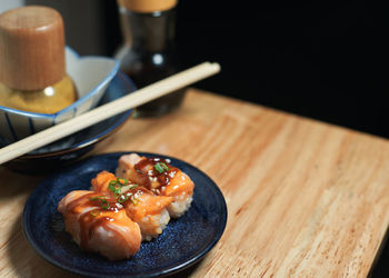 Close-up of food in bowl on table