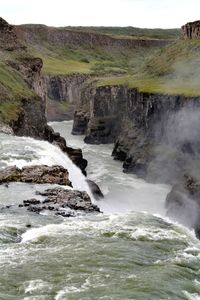 Scenic view of part of the gullfoss waterfall, in the golden circle of iceland.