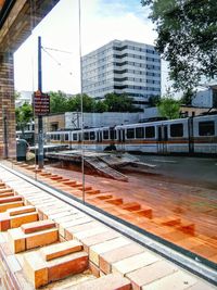 Railroad tracks in city