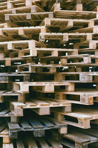 Full frame shot of stack of firewood