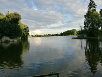 Scenic view of lake against sky