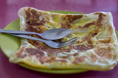 Close-up of dessert in plate on table