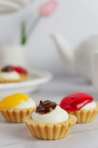 Close-up of cupcakes on table