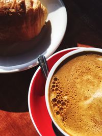 High angle view of coffee on table