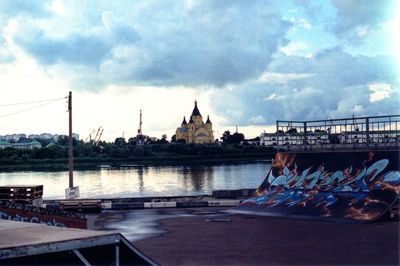 View of built structure against cloudy sky