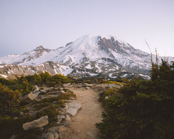 Scenic view of mountains against clear sky