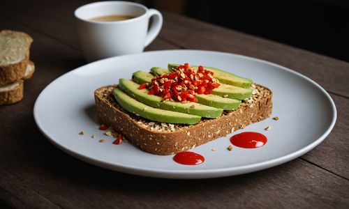 Close-up of food in plate on table