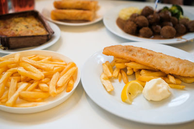 Close-up of food in plate on table